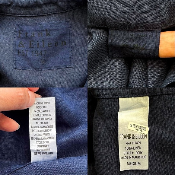 Frank & Eileen Rory Maxi Dress Button-Down Linen Navy Blue Medium EUC - Picture 6 of 8